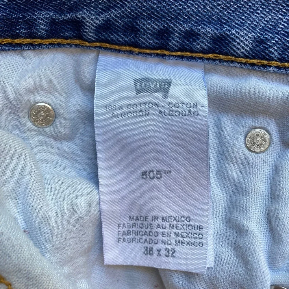 LEVIS 505 Men's 36x32 Straight Leg Classic Fit 100% Cotton Denim Blue Jeans